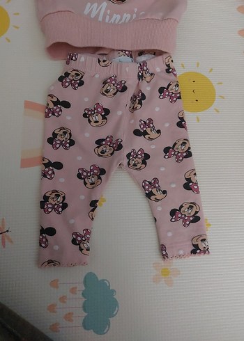 3 Ay Beden Pembe Minnie Baskılı Bebek Kız Takımı