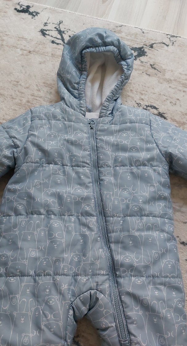 Gri Kapüşonlu Bebek Tulumu - Görsel 2