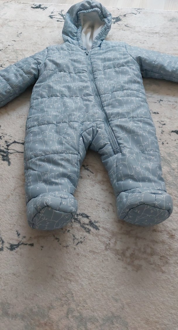 Gri Kapüşonlu Bebek Tulumu - Görsel 3