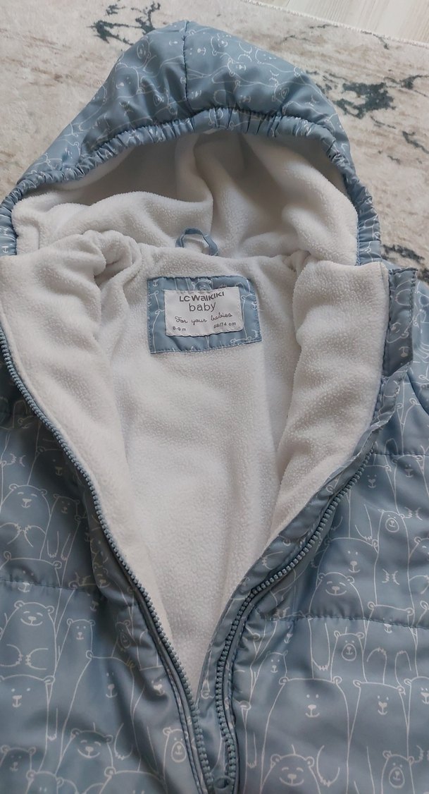 Gri Kapüşonlu Bebek Tulumu - Görsel 5
