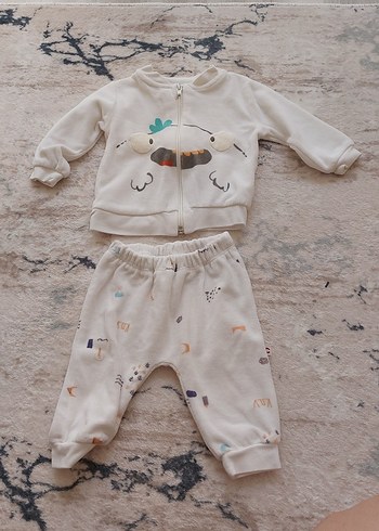 Bebek Erkek Örme Beyaz Eşofman Takımı