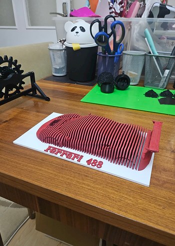 3D Parametrik Ferrari 488 Duvar Dekoru - Görsel 2