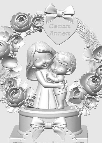 3D Anneler Günü Özel: Anne ve Çocuk Temalı Dekoratif Hediye - Görsel 3