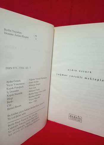 Aydın Öztürk & Yağmur Yürekli Mektuplar (1. baskı) - Görsel 2