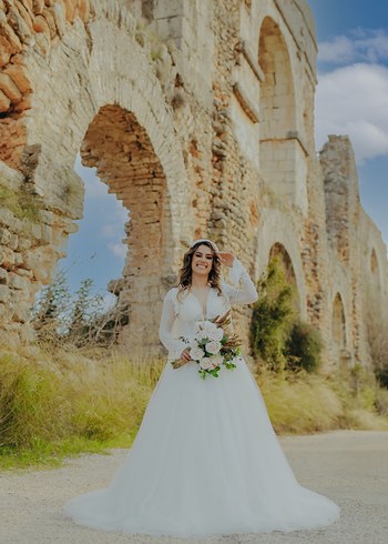 Aysira V Yaka Uzun Kollu Bohem A Kesim Gelinlik