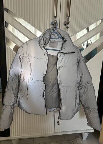 Gri Midi Street Wear Kadın Kışlık Mont Neon
