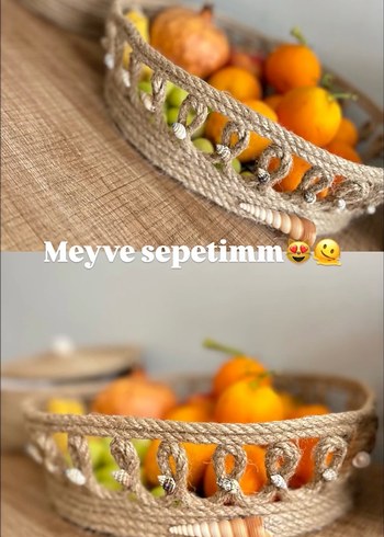 Deniz kabuklu bej sepet - Görsel 2