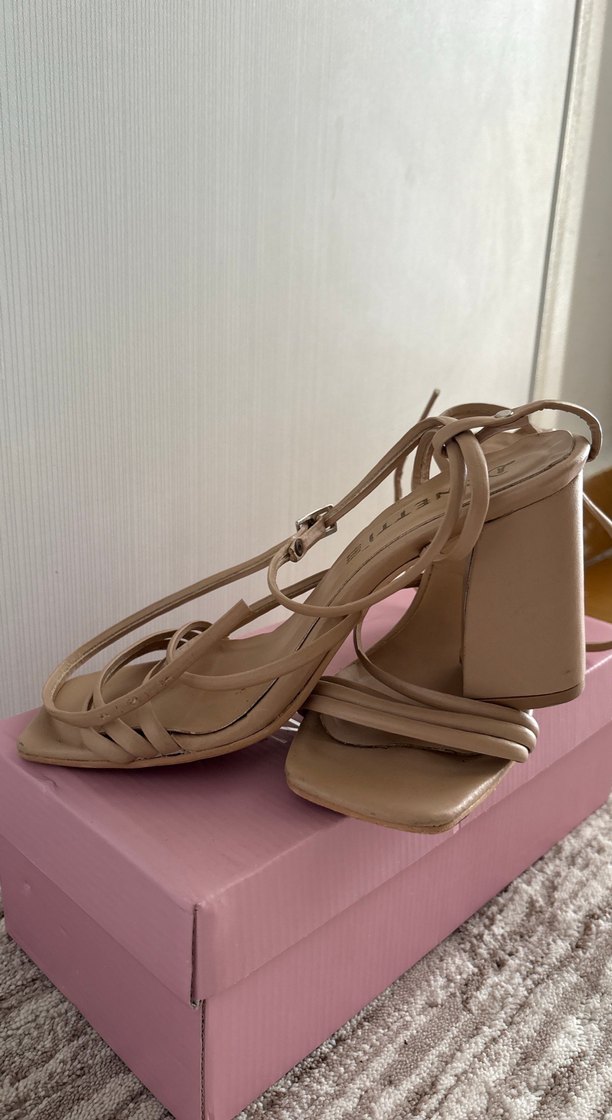 Bej Stiletto Topuklu Kadın Sandalet - Görsel 4