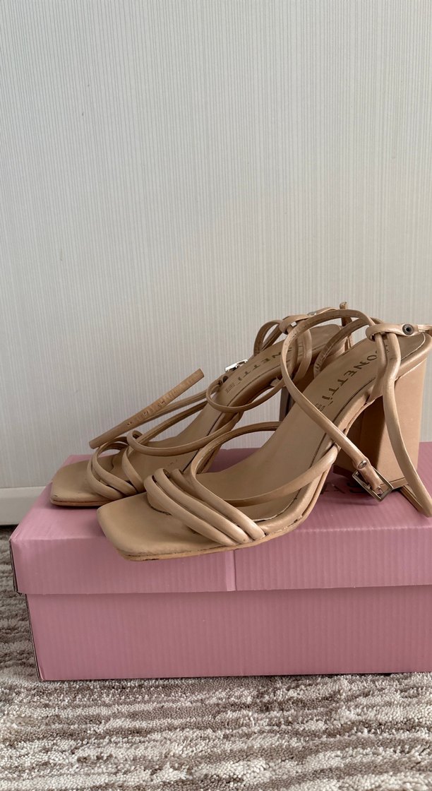 Bej Stiletto Topuklu Kadın Sandalet - Görsel 3