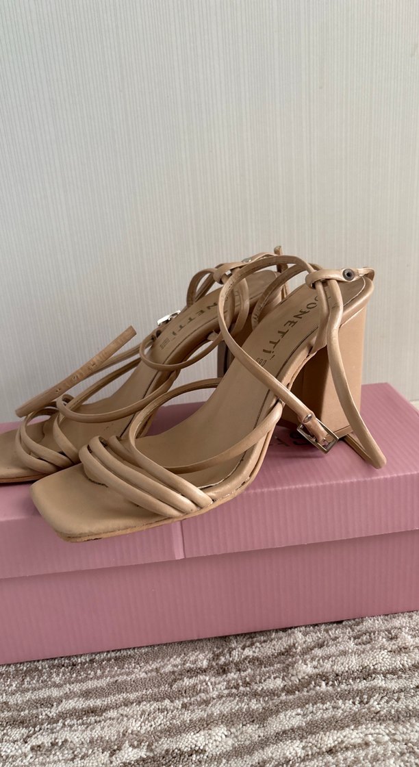 Bej Stiletto Topuklu Kadın Sandalet - Görsel 2