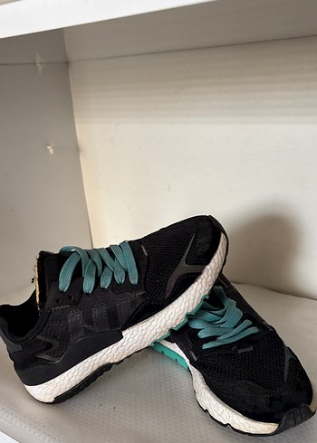 Turkuaz Bağcıklı Siyah Kadın Spor Ayakkabı - Görsel 4