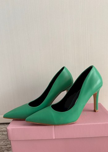 Yeşil Stiletto Topuk Kadın Ayakkabı - Görsel 3