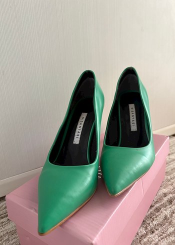 Yeşil Stiletto Topuk Kadın Ayakkabı - Görsel 2