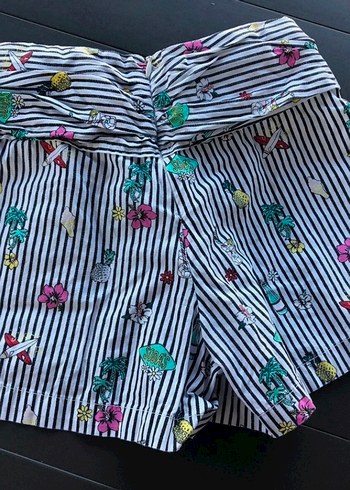 Renkli çizgili Desenli Mini Şort - Görsel 5