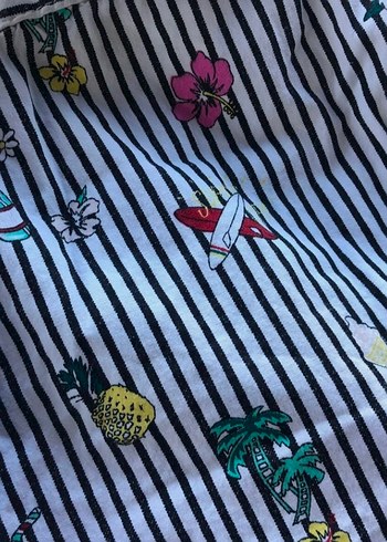 Renkli çizgili Desenli Mini Şort - Görsel 2