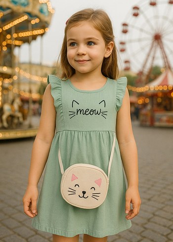 Çantalı kız çocuk elbise - Görsel 3