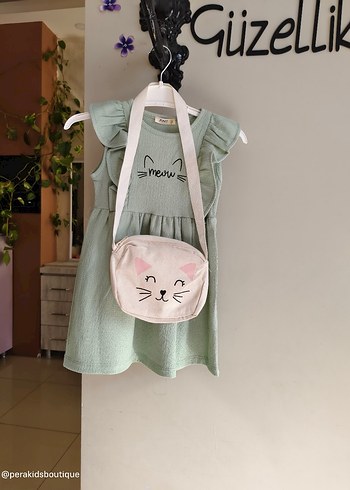 Çantalı kız çocuk elbise - Görsel 5