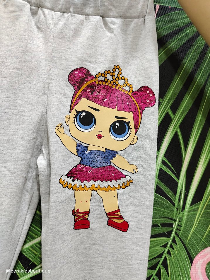 Payetli Baskılı Gri Kız Tayt - Görsel 2