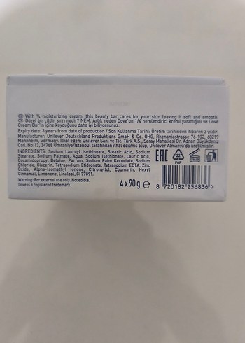 Beden Dove Beauty Cream Bar 4x90g Sabun