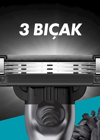 Gillette Mach3 Charcoal Yedek Bıçak 2+1 - Görsel 2