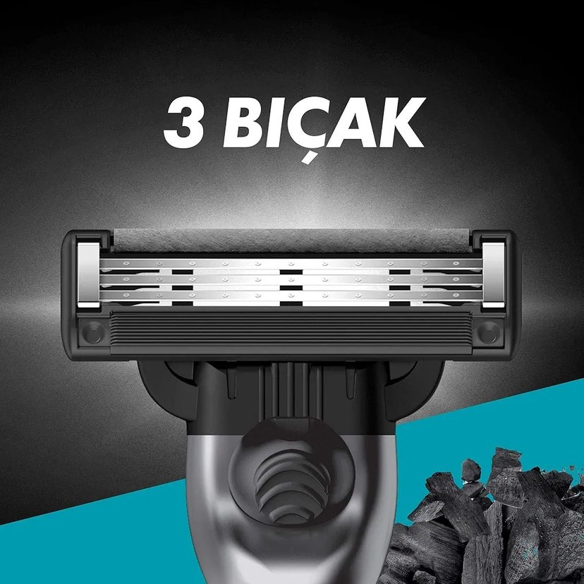 Gillette Mach3 Charcoal Yedek Bıçak 2+1 - Görsel 2