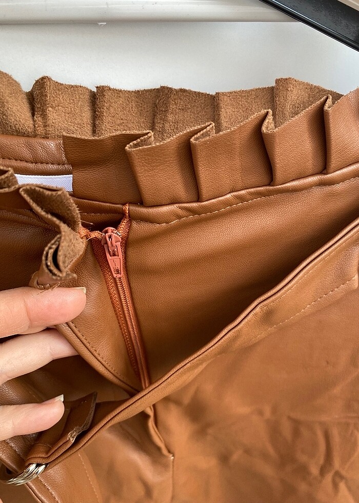 Camel deri etek - Görsel 5