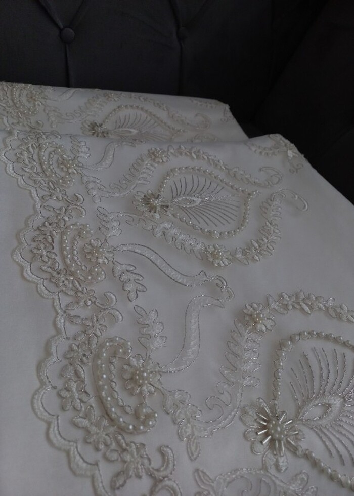 Fransız dantelli incili pike takımı, çeyizlik - Görsel 2