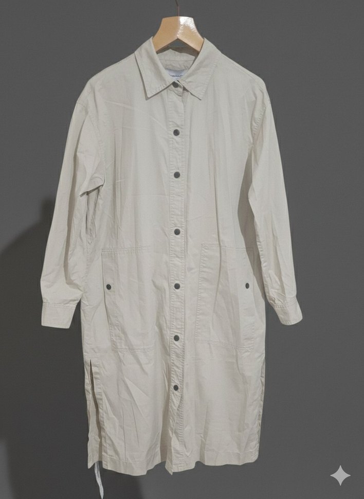 Bej Kadın  Uzun Trençkot - Görsel 3