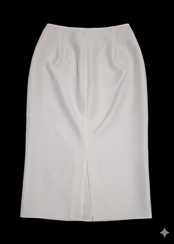 Saten Beyaz Midi Boy Etek - Görsel 3