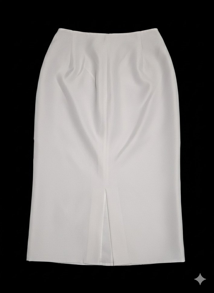 Saten Beyaz Midi Boy Etek - Görsel 3