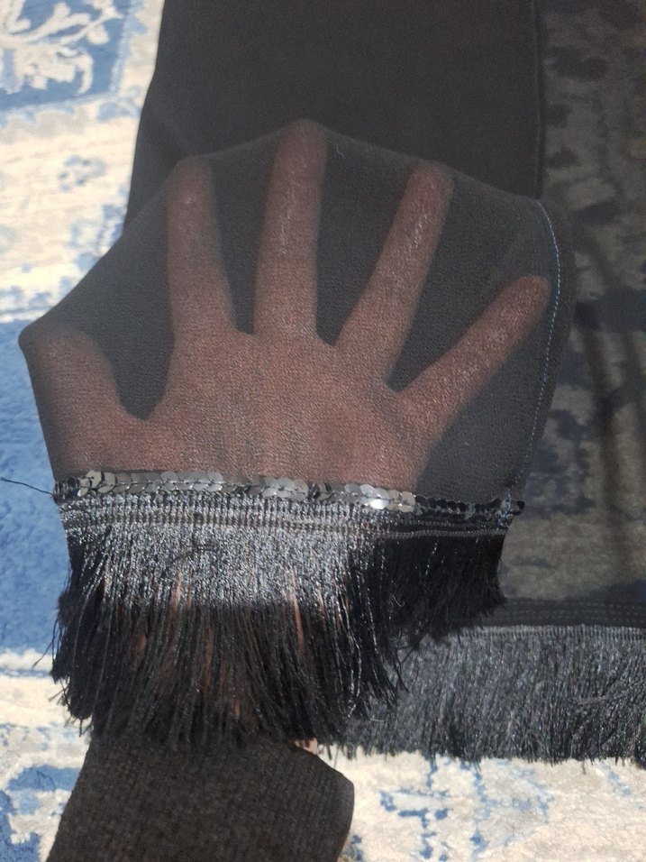 Siyah Şifon Püsküllü Kimono - Görsel 4