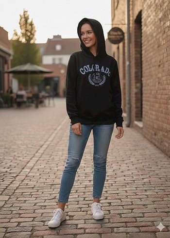 Siyah Baskılı Oversize Sweatshirt - Görsel 2