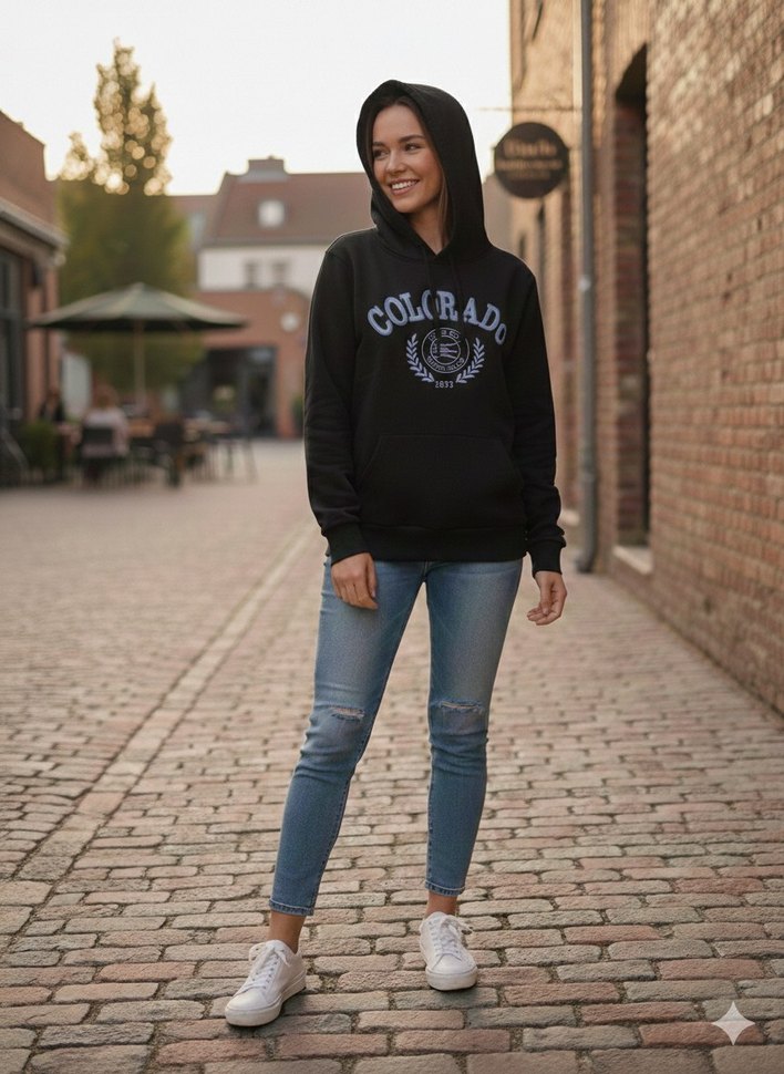 Siyah Baskılı Oversize Sweatshirt - Görsel 2