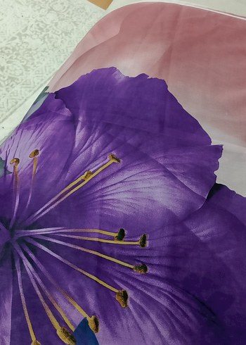 Pembe ve Mavi Desenli Kadın oyalik yazma - Görsel 2