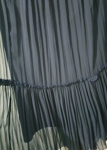 Lacivert Pilili Uzun Kadın Etek - Görsel 2