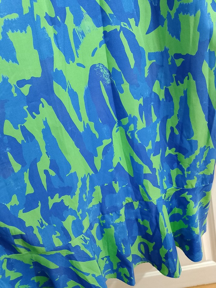 Uzun, Bol Kesim, Bağcıklı Mavi Bohem Elbise - Görsel 4