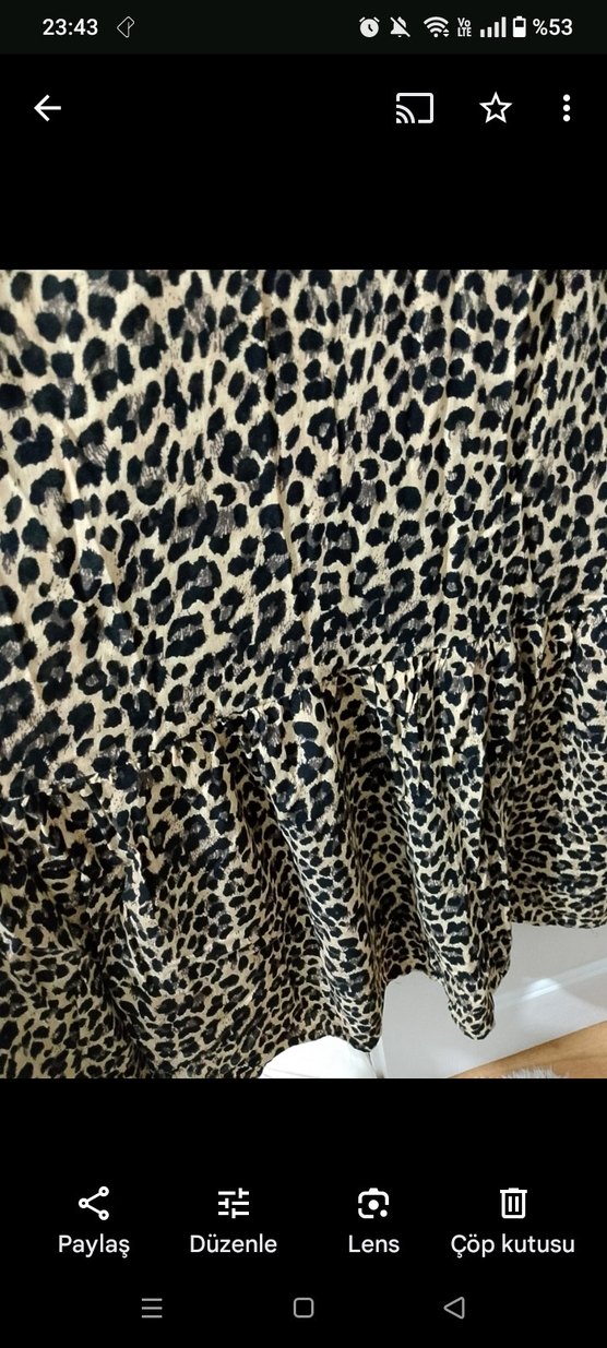 Kahverengi Leopar Desenli Uzun Elbise - Görsel 3