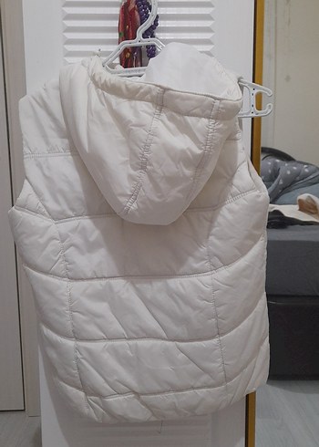 Beyaz Fermuarlı Kısa Kadın Yelek - Görsel 11