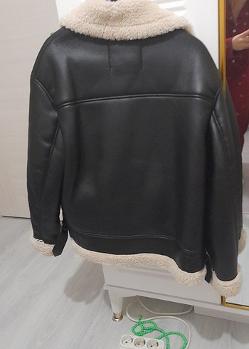 siyah bershka Kürklü Deri Kadın Ceket - Görsel 13