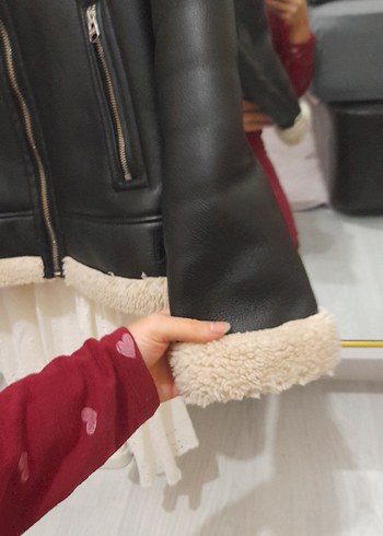 siyah bershka Kürklü Deri Kadın Ceket - Görsel 3