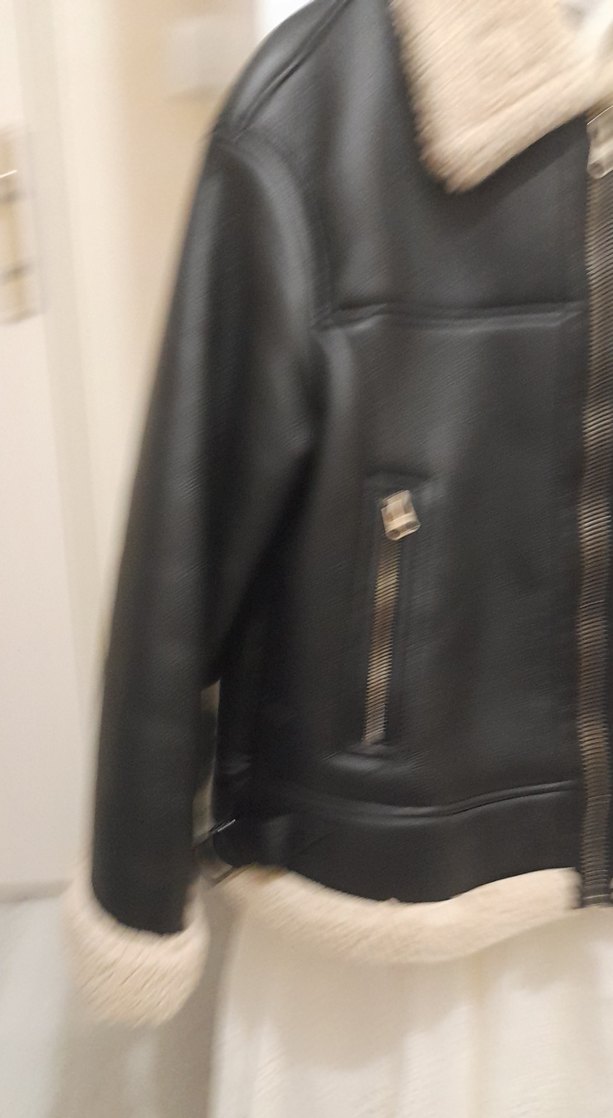 siyah bershka Kürklü Deri Kadın Ceket - Görsel 2