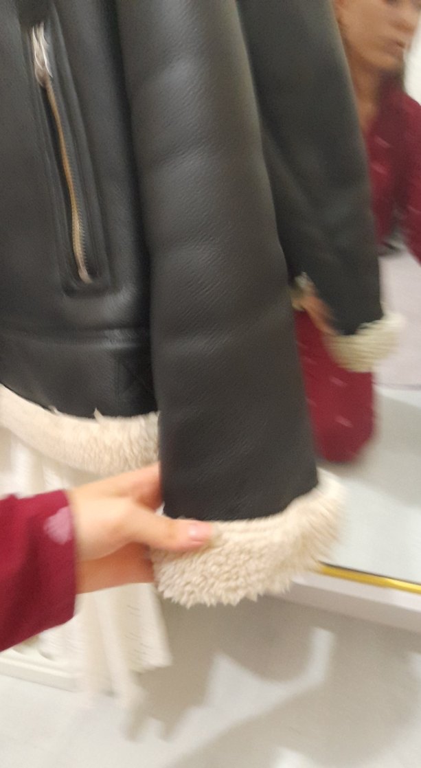 siyah bershka Kürklü Deri Kadın Ceket - Görsel 5