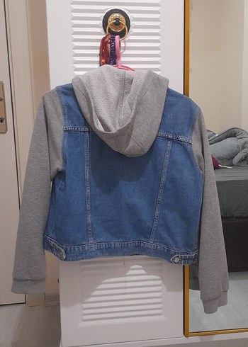 Gri Denim ve Gri Sweatshirt Kombinli Kadın Ceket - Görsel 6