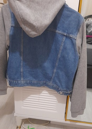 Gri Denim ve Gri Sweatshirt Kombinli Kadın Ceket - Görsel 8