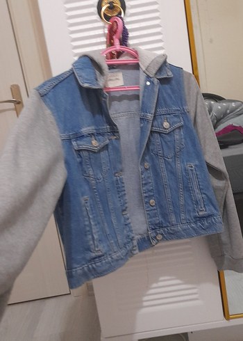 Gri Denim ve Gri Sweatshirt Kombinli Kadın Ceket - Görsel 5