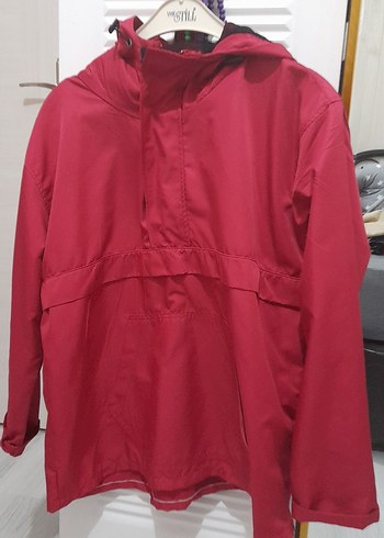 Bordo Kapüşonlu Uzun Kollu Kadın yağmurluk - Görsel 3