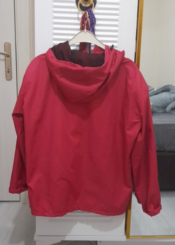 Bordo Kapüşonlu Uzun Kollu Kadın yağmurluk - Görsel 4