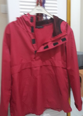 Bordo Kapüşonlu Uzun Kollu Kadın yağmurluk - Görsel 9