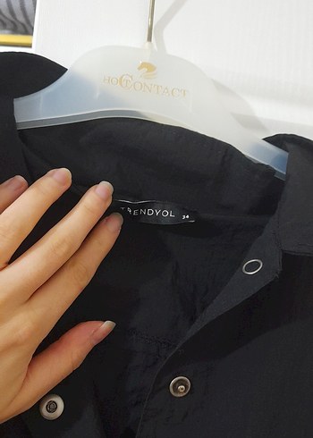 Siyah Keten Düğmeli Kadın Tulum - Görsel 7
