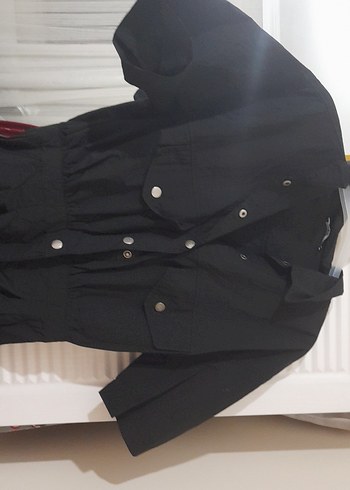 Siyah Keten Düğmeli Kadın Tulum - Görsel 5